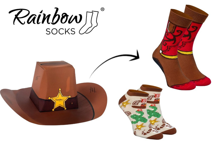 Wild West Cowboy Hat Socken Box 2 Paar