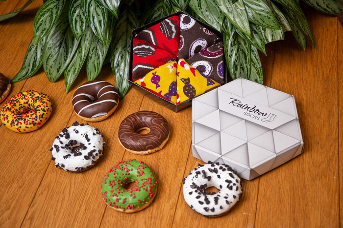 Sweet socken box donuts candies brownie 3 paar