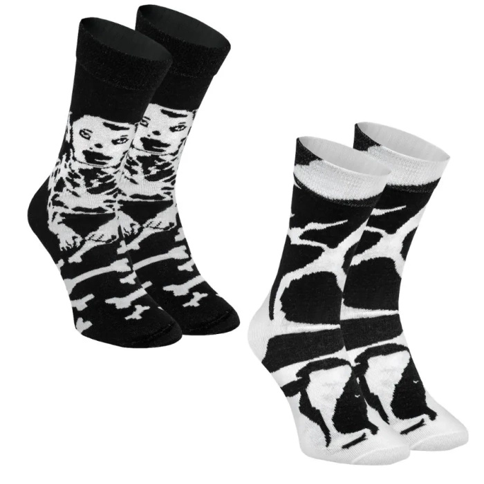 Schwarz-Weiß Tiere Socken Box Dalmatiner Kuh
