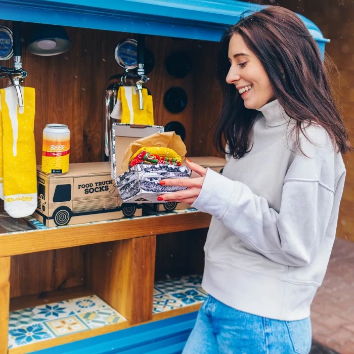 Food Truck Socken Box Burger und Bier