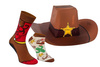 Wild West Cowboy Hat Socken Box 2 Paar