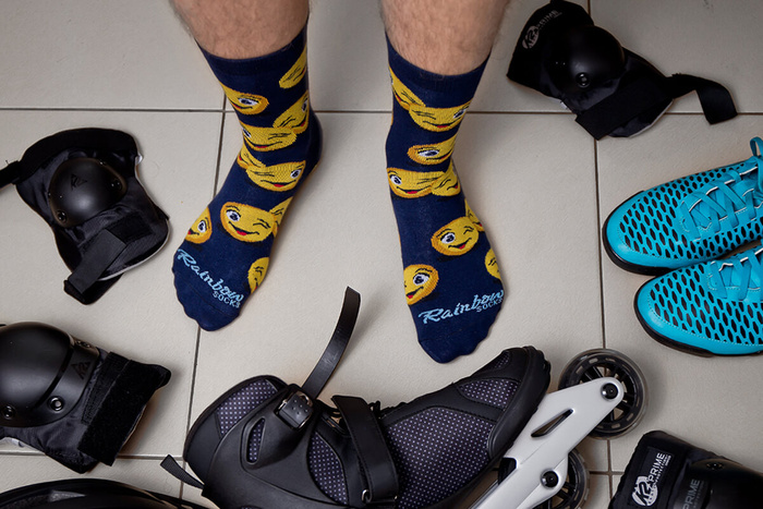 Emoji socken box grün blau dunkelblau 3 paar