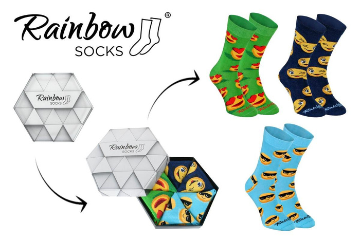 Emoji socken box grün blau dunkelblau 3 paar