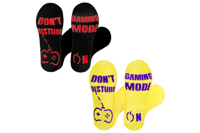 NON SLIP COTTON GAMER SOCKS WITH ABS GRIPS