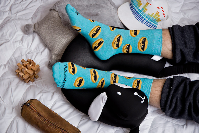 Emoji socken box grün blau dunkelblau 3 paar