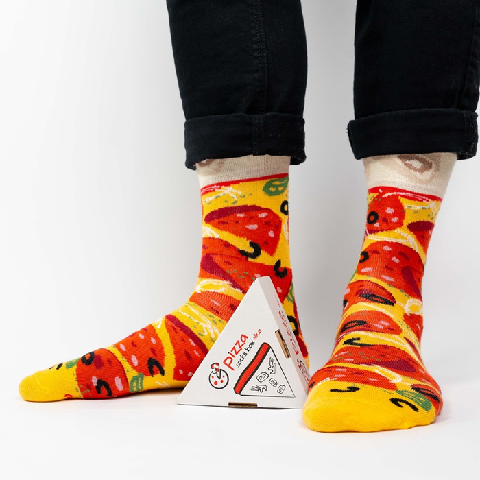 Pizza Socken Box Stück Pepperoni