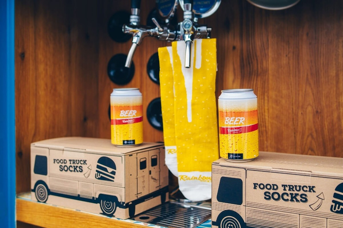 Food truck socken box 3 paar pommes bier